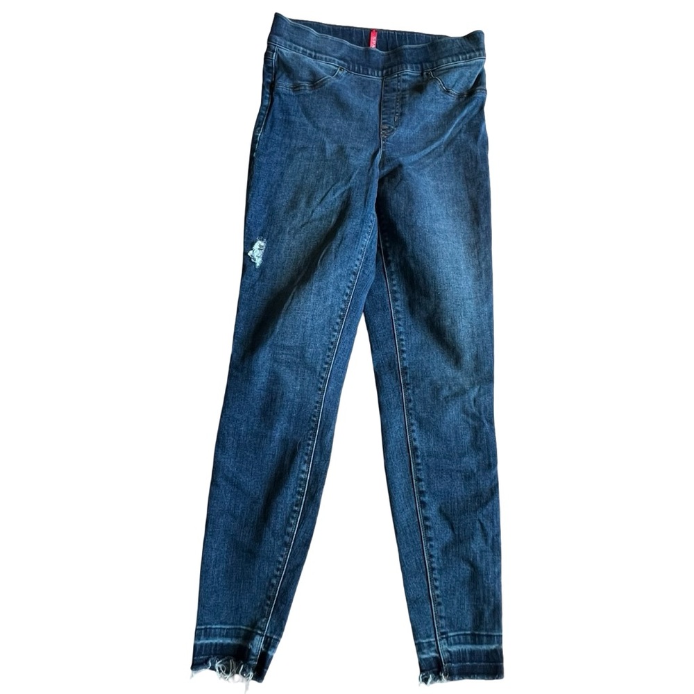 Spandex Blue Skinny Jeans with Distressed Details